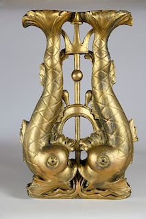 Gilt Wood Winged Dolphin Ornament