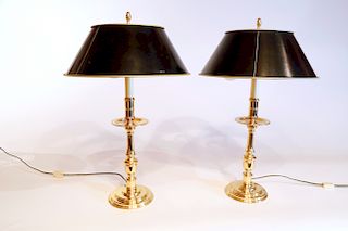 Pair of Baldwin Brass Candlestick Lamps