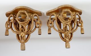 Pair of Gilt Composition Rope Brackets