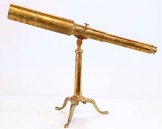 Contemporary Brass Tabletop Tripod Telescope