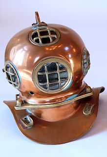 Contemporary Copper and Brass Deep Sea Diver's Helmet