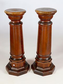 Pair of Mahogany Column Pedestals