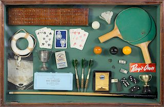 Shadowbox Collection of Vintage and Antique Games and Sports Memorabilia