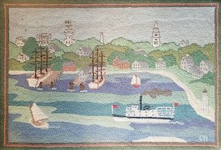 Hooked Rug of the Town of Nantucket