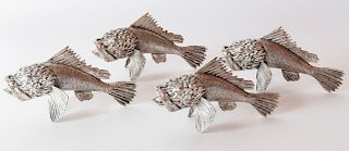 Four Chrome Flying Fish Ornaments