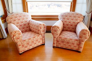 Pair of  Upholstered Club Chairs