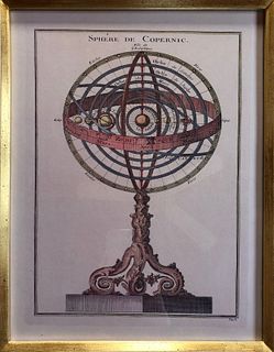 Pair of Celestial Framed Prints: "Sphere de Copernic" and "Globe Celeste"