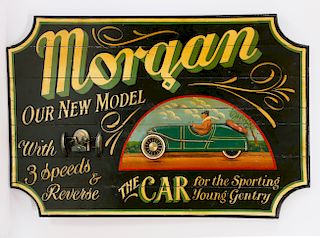 Antique Style "Morgan Car Company" Painted Wood Trade Sign