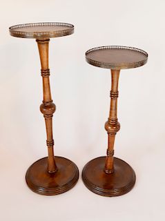 Two Regency Style Elm Gallery Top Pedestal Tables