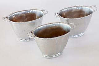 Three Aluminum Oval Ice Buckets