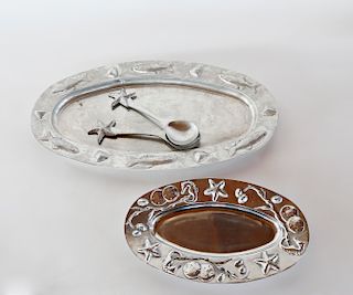 Two Aluminum Oval Serving Bowls