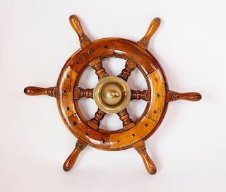 Wood and Brass Yacht Wheel