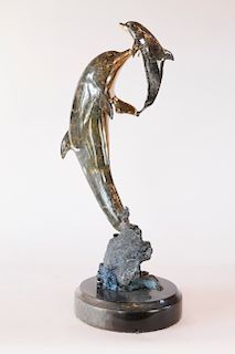 Donjo Limited Edition Patinated Bronze Dolphin Sculpture Group