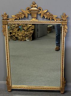 Gilt Wooden Mirror With Urn Crest