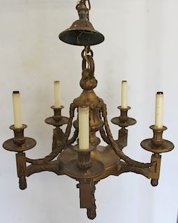 Antique And Quality Gilt Bronze Chandelier.