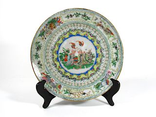 Famille Verte Plate with Arhats.