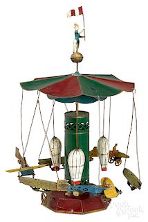 Painted tin airship carousel steam toy accessory