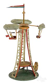 Painted tin dirigible carousel steam toy accessory