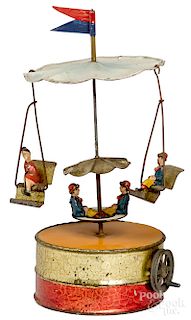 Becker painted tin carousel steam toy accessory