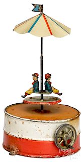 Painted tin carousel steam toy accessory
