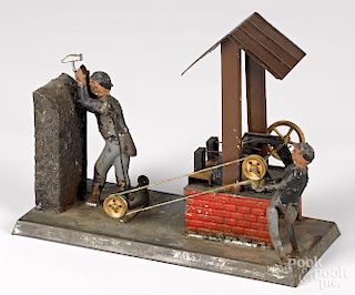 Becker painted tin miners steam toy accessory
