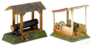 Plank painted tin sawmill steam toy accessory, etc.