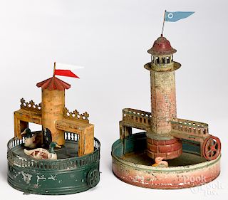 Two reservoir with lighthouse steam toy accessories