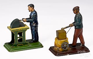Two Carette workmen steam toy accessories