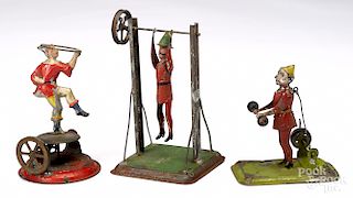 Three painted tin steam toy accessories