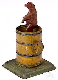 Dancing bear in a barrel steam toy accessory