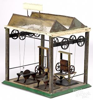 Painted tin factory steam toy accessory
