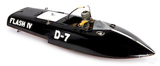 Gas powered tether hydroplane speedboat model