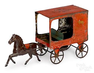 American tin horse drawn milk wagon