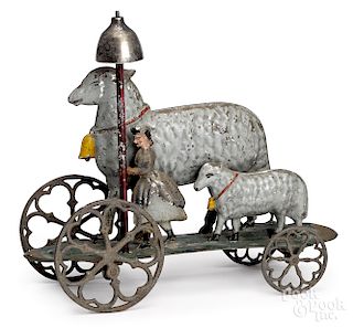 American tin sheep bell pull toy