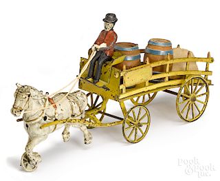 Wilkins cast iron horse drawn dray wagon