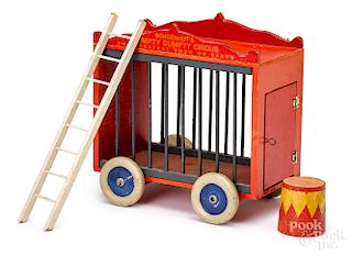 Schoenhut painted wood circus cage wagon