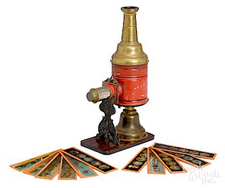 Painted tin magic lantern viewer