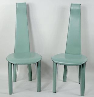 Pair Modern Leather Quia Chairs