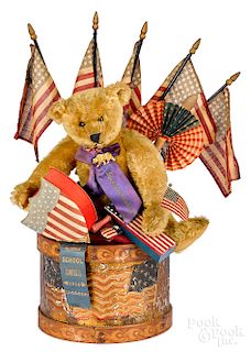 Early Steiff patriotic mohair teddy bear