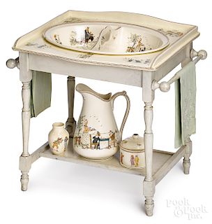 French Kate Greenaway porcelain wash stand