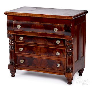 Miniature doll-size transitional chest of drawers