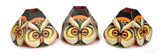 Three German Halloween owl lamp shades