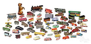 Large collection of miniature tin lithograph toys
