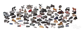 Large collection of white metal toys