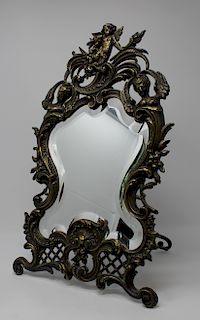 Antique Louis XV Silvered Bronze Figural Mirror