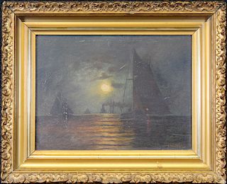 American School 19th C. Nautical Painting, Signed