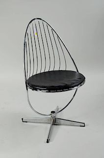 Scandinavian Modernist Chrome Swivel Chair