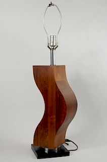 Modern Laminated Wood Curved Form Table Lamp
