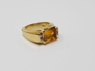 14K Gold Topaz & Diamond Ring