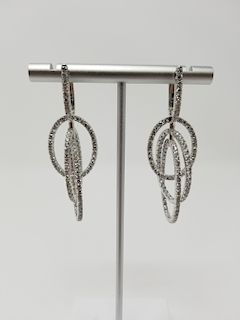 18K White Gold & Diamond Dangling Earrings